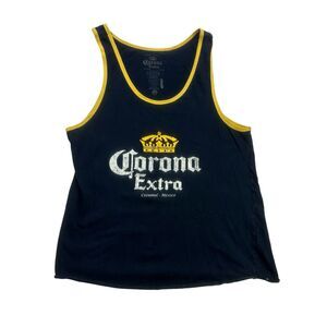 Corona Extra Tank Top Mens Medium M Blue Yellow Crown Sleeveless Shirt Beer